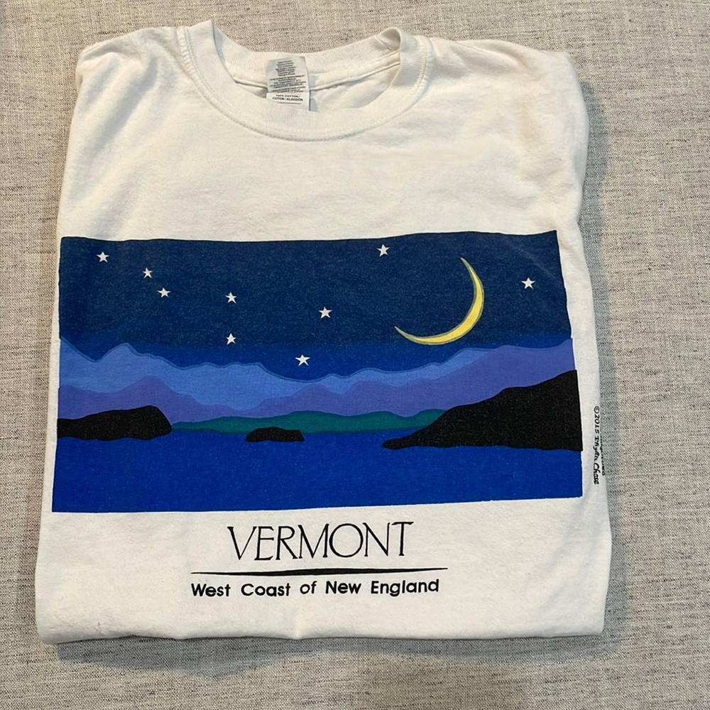 100% cotton long sleeve hand silk screened Vermont T shirt